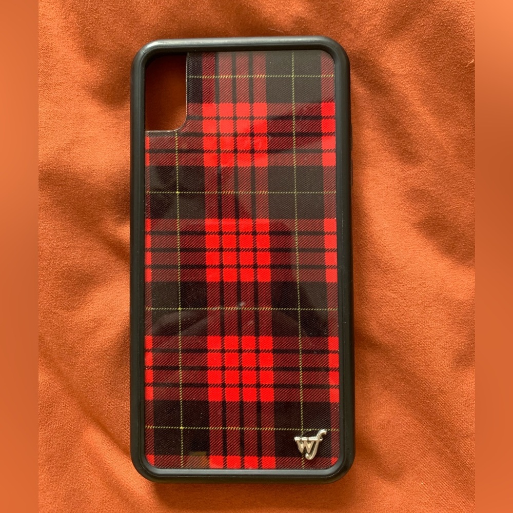 Wildflower iPhone Xs Max case, red plaid, used.